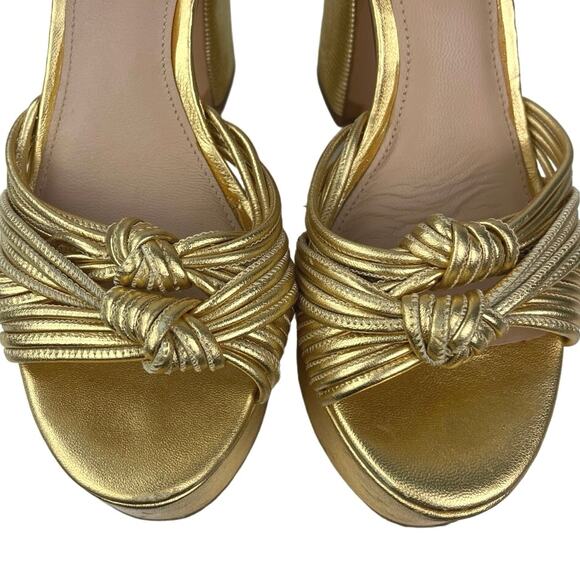 Rachel Zoe Gold Metallic Avery Platform Slingback Open Toe High Heels Sandals 7 - Picture 5 of 7